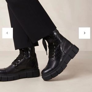 Alohas Can Can Croc leather combat boots
